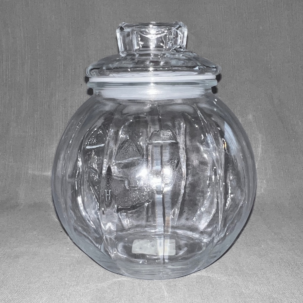Vintage Clear Glass Jack-O-Lantern Cookie Jar
